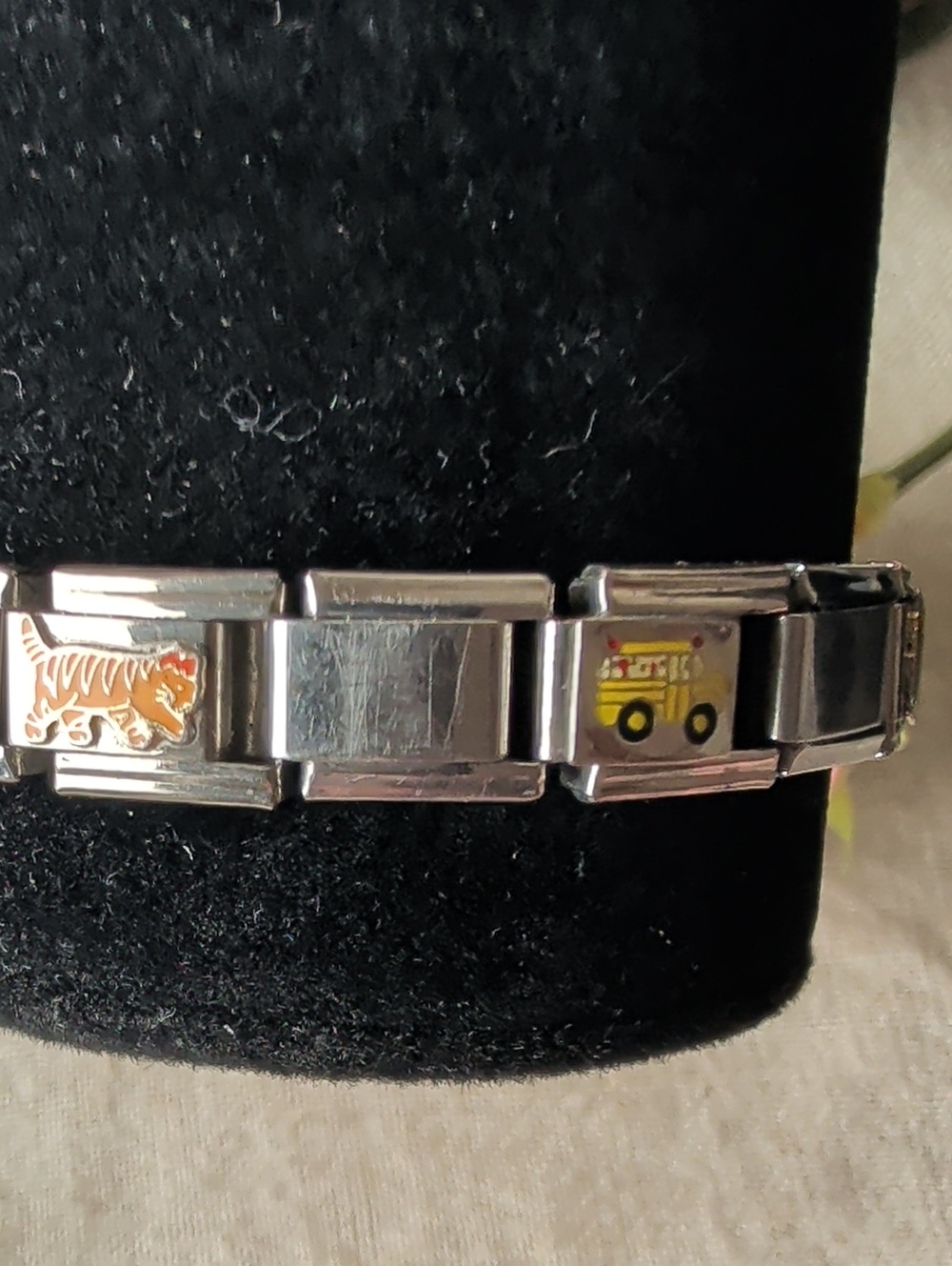 Pugster Silver-Tone Italian Charm Bracelet with Yellow & Orange Enamel Accents